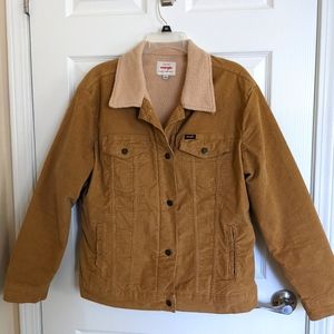 Wrangler Sherpa Lined Tan Corduroy Jacket